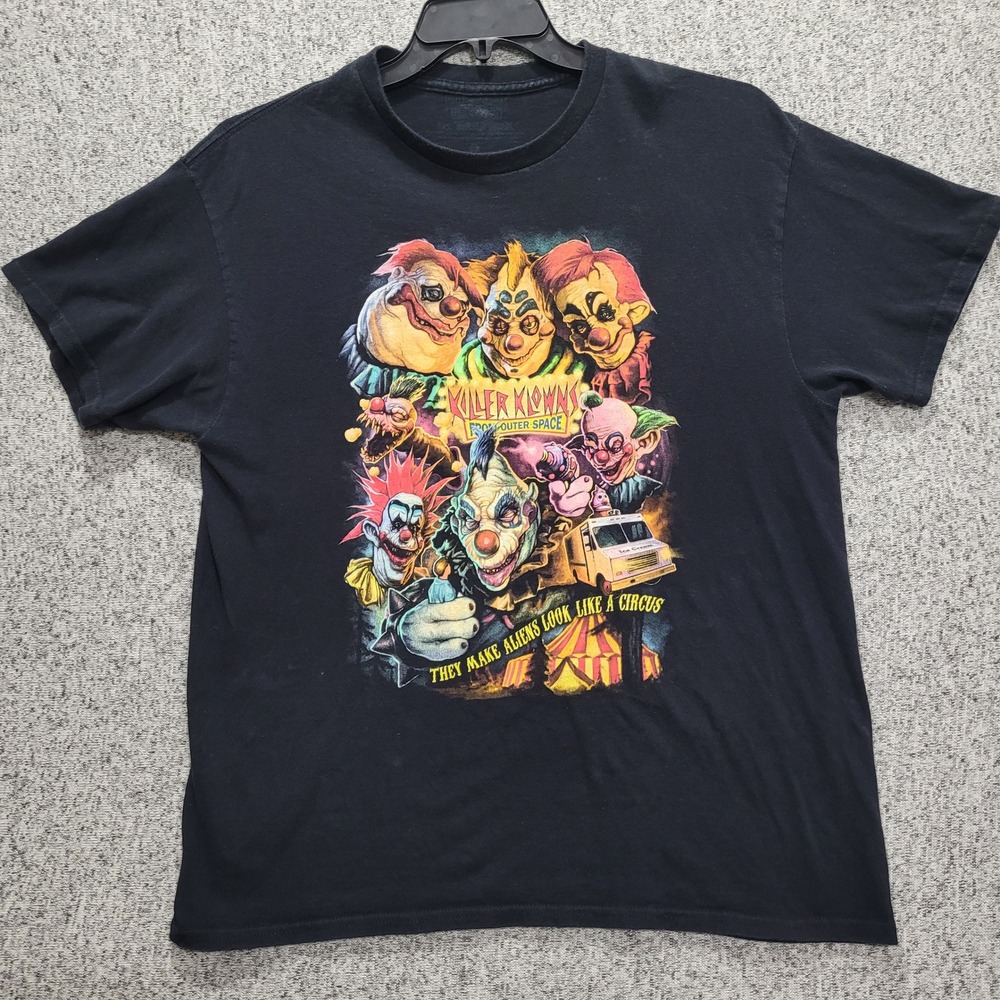 Killer Klowns From Outer Space Horror T Shirt Mens L Black Movie Tee 20x28‎